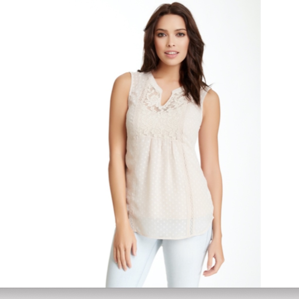 Anthropologie Daniel Rainn Sheer Floral Lace Romatic Boho Minimalist Blouse M